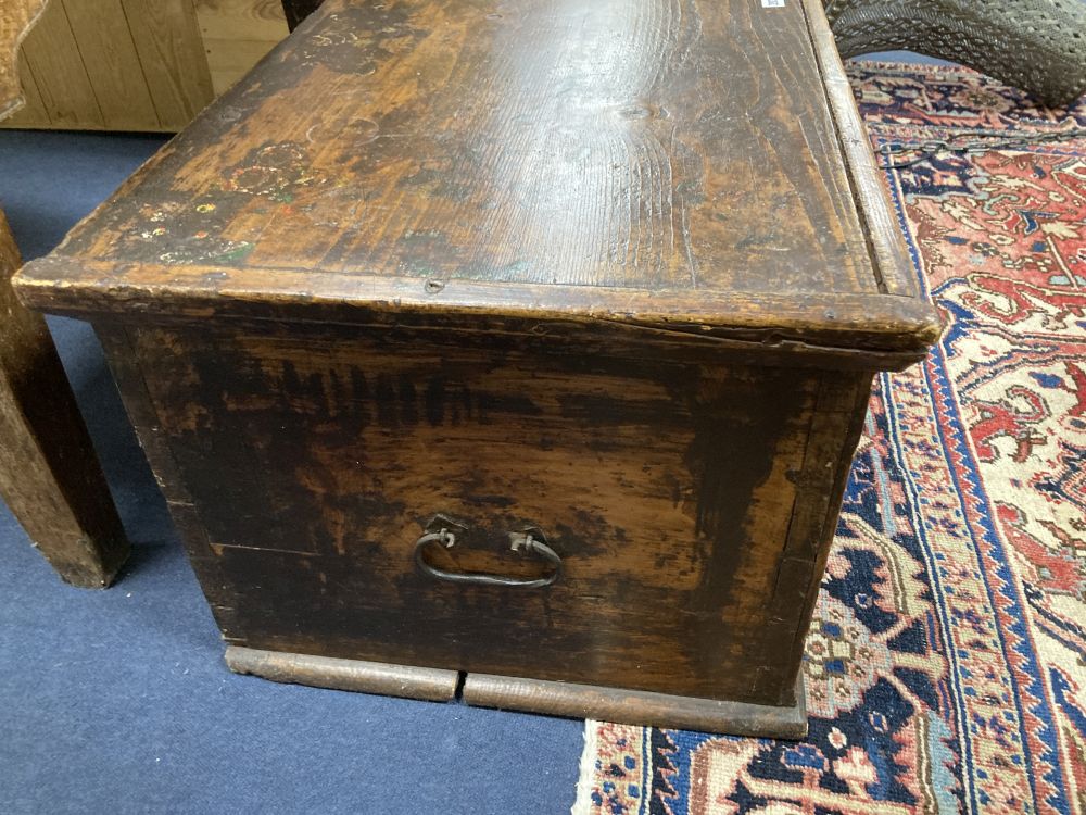 A 19th century Austrian painted pine coffer, width 95cm depth 53cm height 44cm